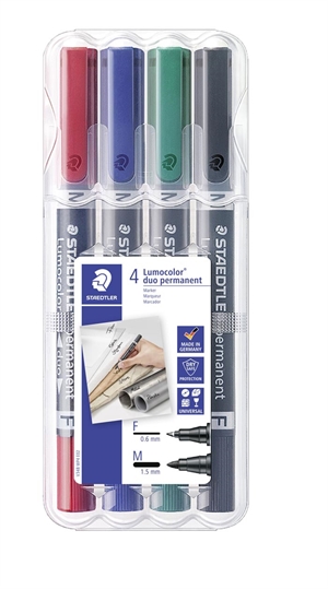 Staedtler Marker Lumocolor Duo Perm 0.6-1.5mm assorted (4)